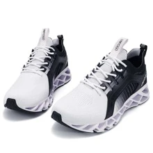 APRILSPRING Men/Female New Fashion Sports Sneakers Walking Shoes Non slip Running Shoes Mesh Sneakers - Đen và trắng - Xem 1