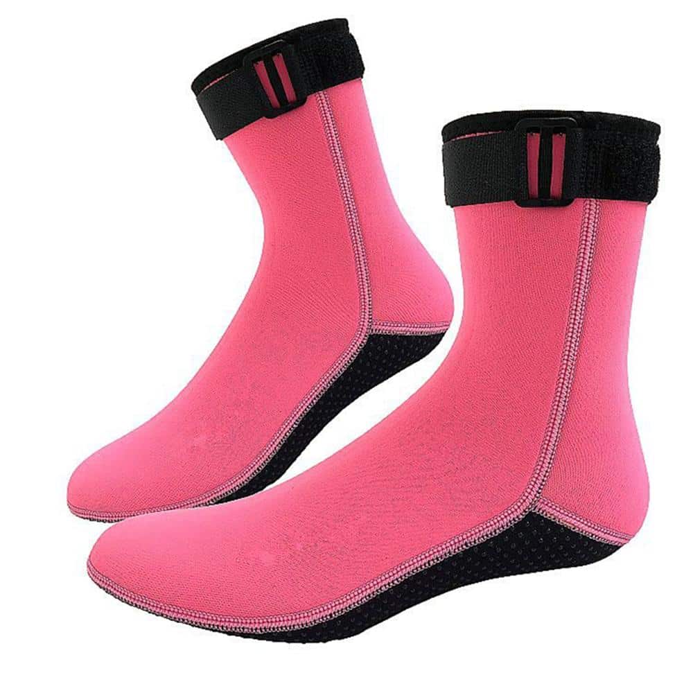 1pair Two Tone Aqua Socks For Diving - Pink - View 1
