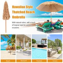 Costway 8 FT Patio Thatched Tiki Umbrella 8 Ribs Portable Hawaiian Hula Beach - Camel - View 5
