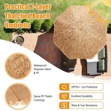 Costway 8 FT Patio Thatched Tiki Umbrella 8 Ribs Portable Hawaiian Hula Beach - Camel - View 8