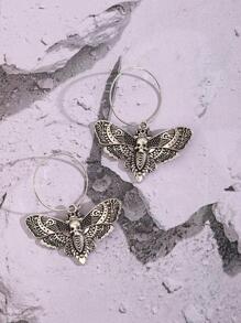 復古骷髏裝飾蛾耳墜適合女士適合派對 - 銀色 - 查看 3