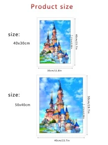 Tranh Gắn Đá Tự Làm Hoa Văn Lâu Đài Không Có Khung, Tranh Gắn Đá Tự Làm Bằng Kim Cương ABS Hiện Đại Cho Trang Trí Nhà, Quà Tặng - Nhiều màu - Xem 3