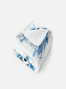 1入組足球圖案創意針織織物多用途濃烈香調毯子適用於家庭 - 彩色 - 查看 4