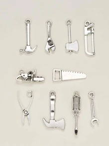 10pcs Women Tool Design DIY Keychain Accessory - Silver - View 1