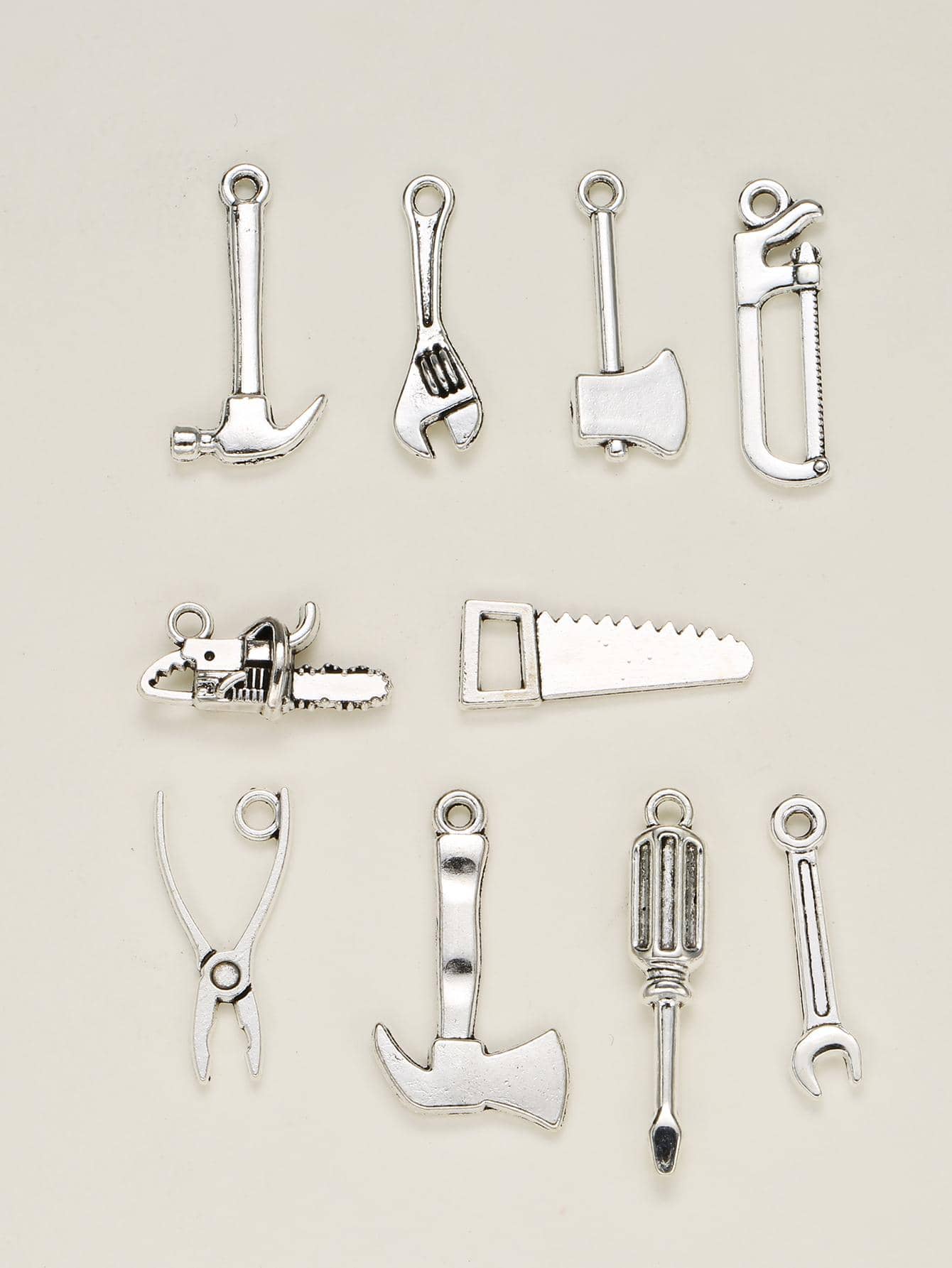 10pcs Women Tool Design DIY Keychain Accessory - Silver - View 1