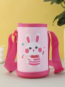 1pc Cute Cartoon Printed Cup Sleeve, Thermal Cup Cover, Portable Cup Holder For Students - Pink - View 5