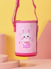 1pc Cute Cartoon Printed Cup Sleeve, Thermal Cup Cover, Portable Cup Holder For Students - Pink - View 4