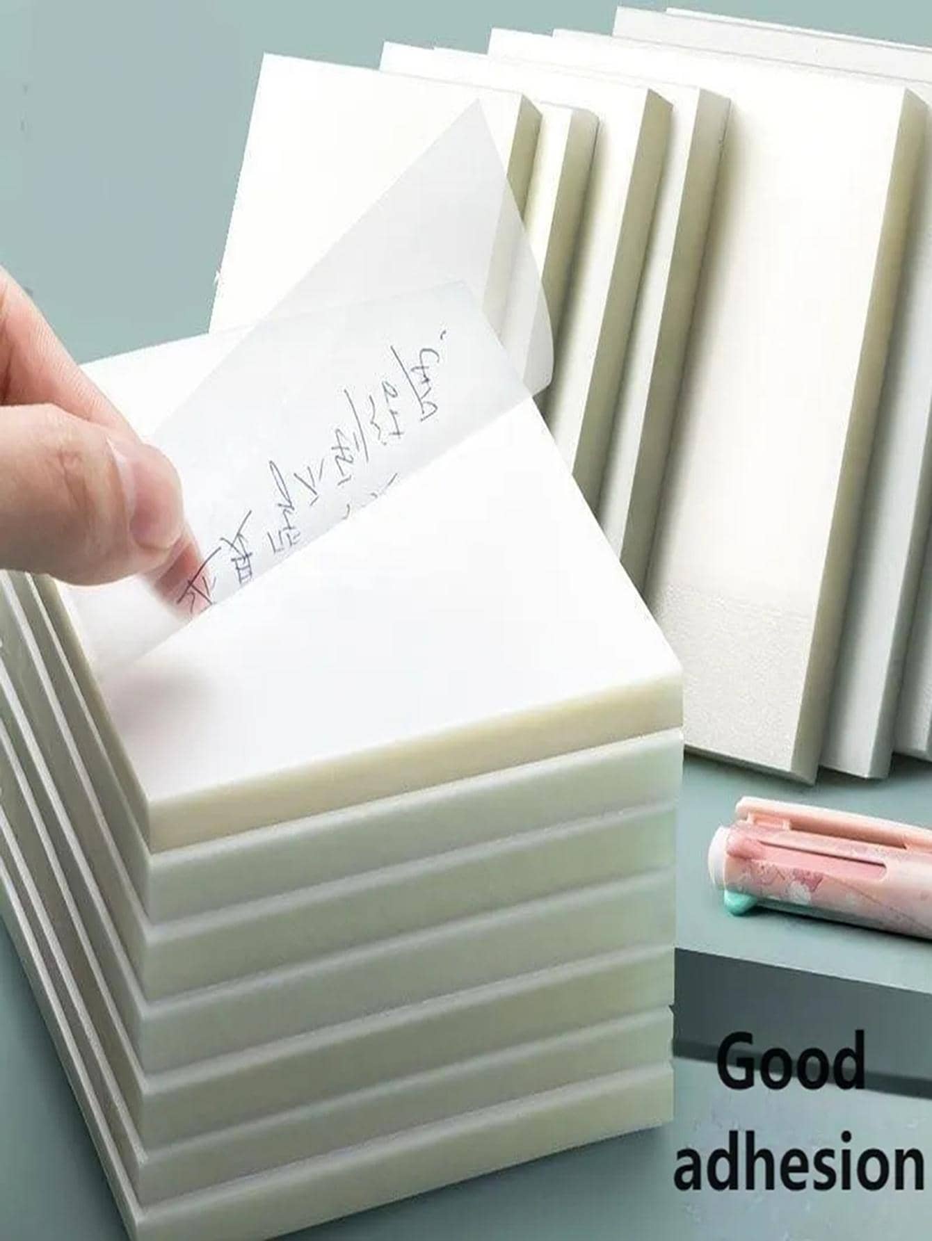 1 PC Plastic Sticky Notes 7.5*7.5cm 50 Sheets PET Translucent White Back To School - White - View 1