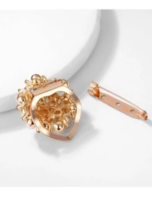 Faux Pearl Decor Brooch - Gold - View 8