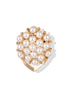 Faux Pearl Decor Brooch - Gold - View 3