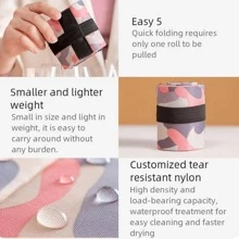 1 túi mua sắm gấp gọn tái sử dụng, màu hồng, chất liệu vải Oxford chống thấm nước, túi du lịch biển, túi đựng đồ siêu thị. - Hồng - Xem 9