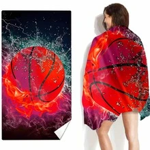 1pc Basketball Print Beach Towel, Modern Microfiber Bath Towel, For Vacation, Travel, Bath, Swimming - Red - View 2