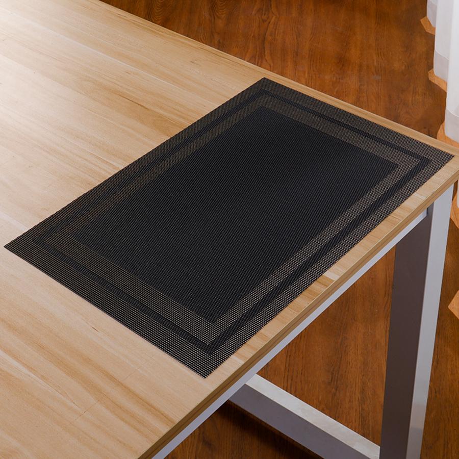 1pc PVC Place Mat, Modern Geometric Pattern Insulated Table Mat For Kitchen Dining Table - Black - View 1