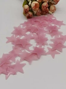 100入組/套PVC時尚星形設計夜光牆貼適用於家庭裝飾用品 - 粉色 - 查看 3
