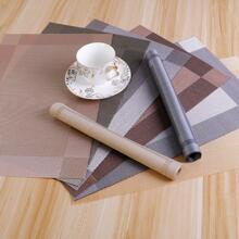 1pc PVC Place Mat, Modern Geometric Pattern Insulated Table Mat For Kitchen Dining Table - Black - View 2