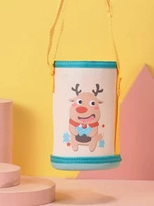 1pc Cute Cartoon Printed Cup Sleeve, Thermal Insulated Cup Cover, Student Carrying Cup Holder - Beige - View 6