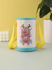 1pc Cute Cartoon Printed Cup Sleeve, Thermal Insulated Cup Cover, Student Carrying Cup Holder - Beige - View 5