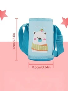 1pc Cute Cartoon Printed Cup Sleeve, Thermal Insulated Cup Cover, Student Carrying Cup Holder - Beige - View 7