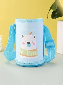 1pc Cute Cartoon Printed Cup Sleeve, Thermal Cup Holder For Students, Portable Mug Cover - Baby Blue - View 6