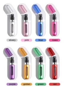 1 件/2 件 5 毫升香水可再填充喷雾瓶，底部填充雾化器 - 玫紅色 - 查看 2