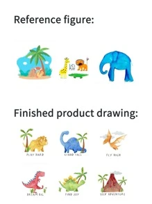 6入組卡通恐龍火山椰樹藝術畫布印刷家居裝飾客廳無框畫 - 彩色 - 查看 5