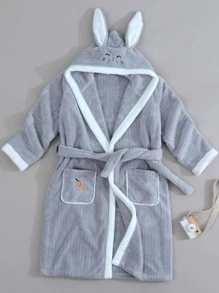 1 chiếc áo choàng tắm có mũ thiết kế tai thỏ - Xám - Xem 1