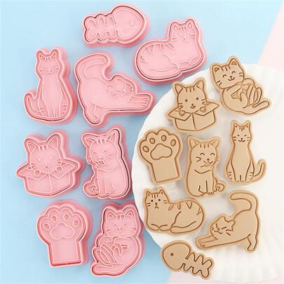 8pcs Cat Design Cookie Stamp