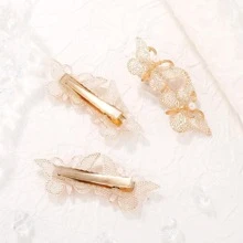 3pcs Butterfly Decor Hair Clip - Gold - View 4