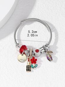 水鑽花卉圖案吊墜手環 - 彩色 - 查看 3