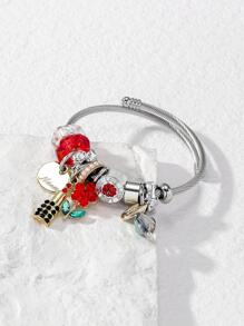 水鑽花卉圖案吊墜手環 - 彩色 - 查看 1