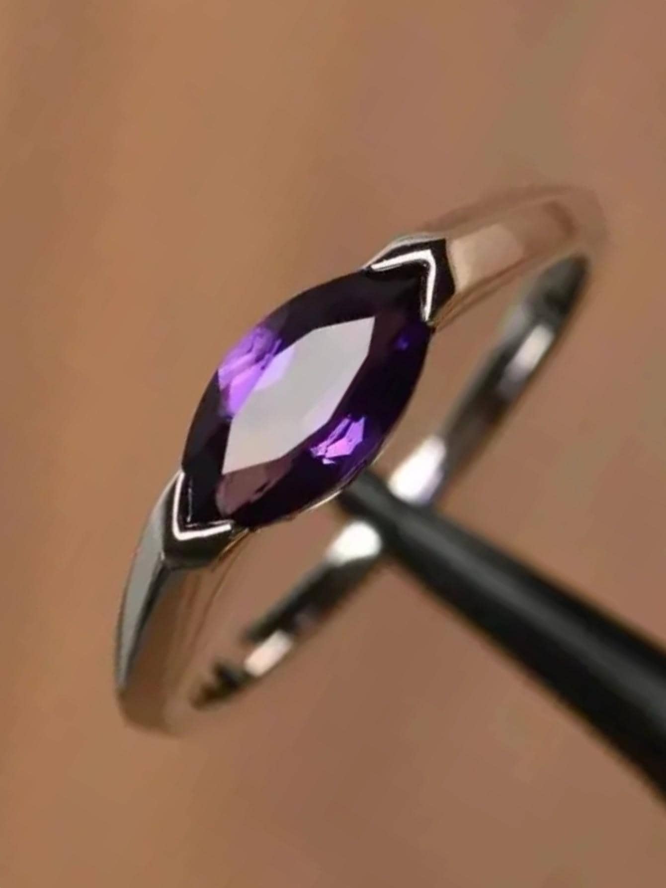 Nhẫn Trang Trí Đá Cubic Zirconia - Màu tím - Xem 1