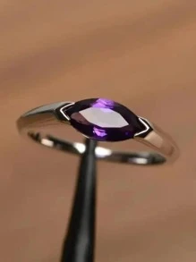 Nhẫn Trang Trí Đá Cubic Zirconia - Màu tím - Xem 2