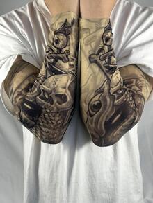 Men Skull Print Arm Sleeves - Multicolor - View 3