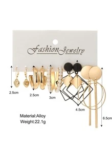 Set de 5 pares de aretes con decoración de corazón y perla falsa para el Día de San Valentín