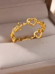 Anillo de decoración con forma de corazón, regalo para el Día de San Valentín, mamá, madre, Día de la Madre - Amarillo Oro - Ver 3
