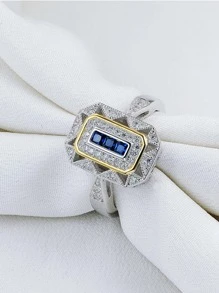 AIHUASI 1 Máy Tính Quyến Rũ Đính Đá Cubic Zirconia Hình Học Trang Trí Bạc Cưới Ban Nhạc Dành Cho Nữ Cho Đính Hôn Valentines Quà Tặng - Bạc - Xem 11