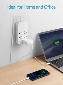 Anker Outlet Extender and USB Wall Charger, 6 Outlets and 2 USB Ports, 20W USB C Power Delivery High-Speed Charging iPhone 12/ iPhone 12 Pro, Multi-Plug for College Dorm Rooms, Home, and Office