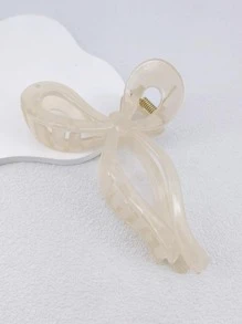 1入組13cm蝴蝶結塑膠髮爪適合女士,適用於日常使用 - 米色 - 查看 2