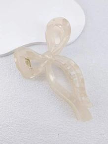 1入組13cm蝴蝶結塑膠髮爪適合女士,適用於日常使用 - 米色 - 查看 1