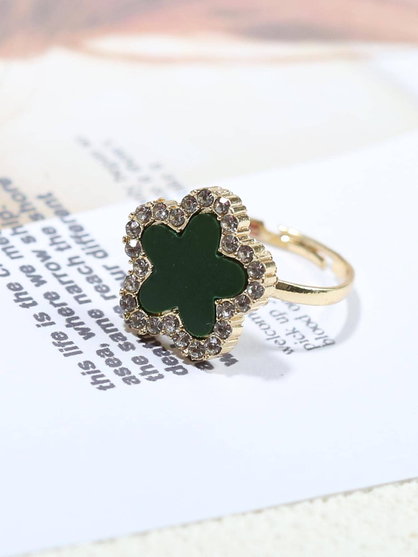 Nhẫn Trang Trí Đá Cubic Zirconia - Màu xanh lá cây đậm - Xem 1