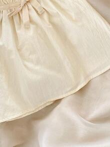 女嬰泡泡袖可愛洋裝 - 杏色 - 查看 5