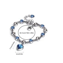 Vòng tay trái tim đính đá trang trí Valentine - Xanh đậm - Xem 3