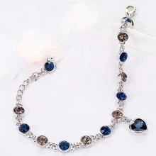 Vòng tay trái tim đính đá trang trí Valentine - Xanh đậm - Xem 8