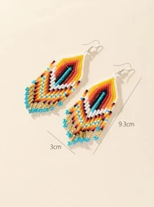 釘珠流蘇耳墜 - 彩色 - 查看 3