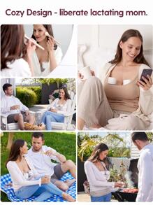 MOMCOZY S12 Pro Hands Free Breast Pump, 24mm Wearable Electric Breast Pump - White 1 Pack - View 5