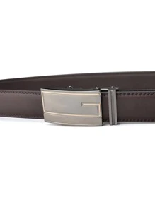 1入組男士棕色的金屬扣商業皮帶適用於日常生活 - 棕色 - 查看 5