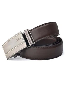 1入組男士棕色的金屬扣商業皮帶適用於日常生活 - 棕色 - 查看 2
