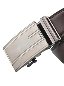 1入組男士棕色的金屬扣商業皮帶適用於日常生活 - 棕色 - 查看 4