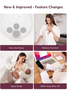 MOMCOZY S12 Pro Hands Free Breast Pump, 24mm Wearable Electric Breast Pump - White 1 Pack - View 7