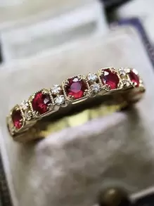 Nhẫn trang trí đá rhinestone - Vàng - Xem 1